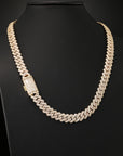 14K Yellow Gold Diamond Miami Cuban Link Chain Necklace, 22"