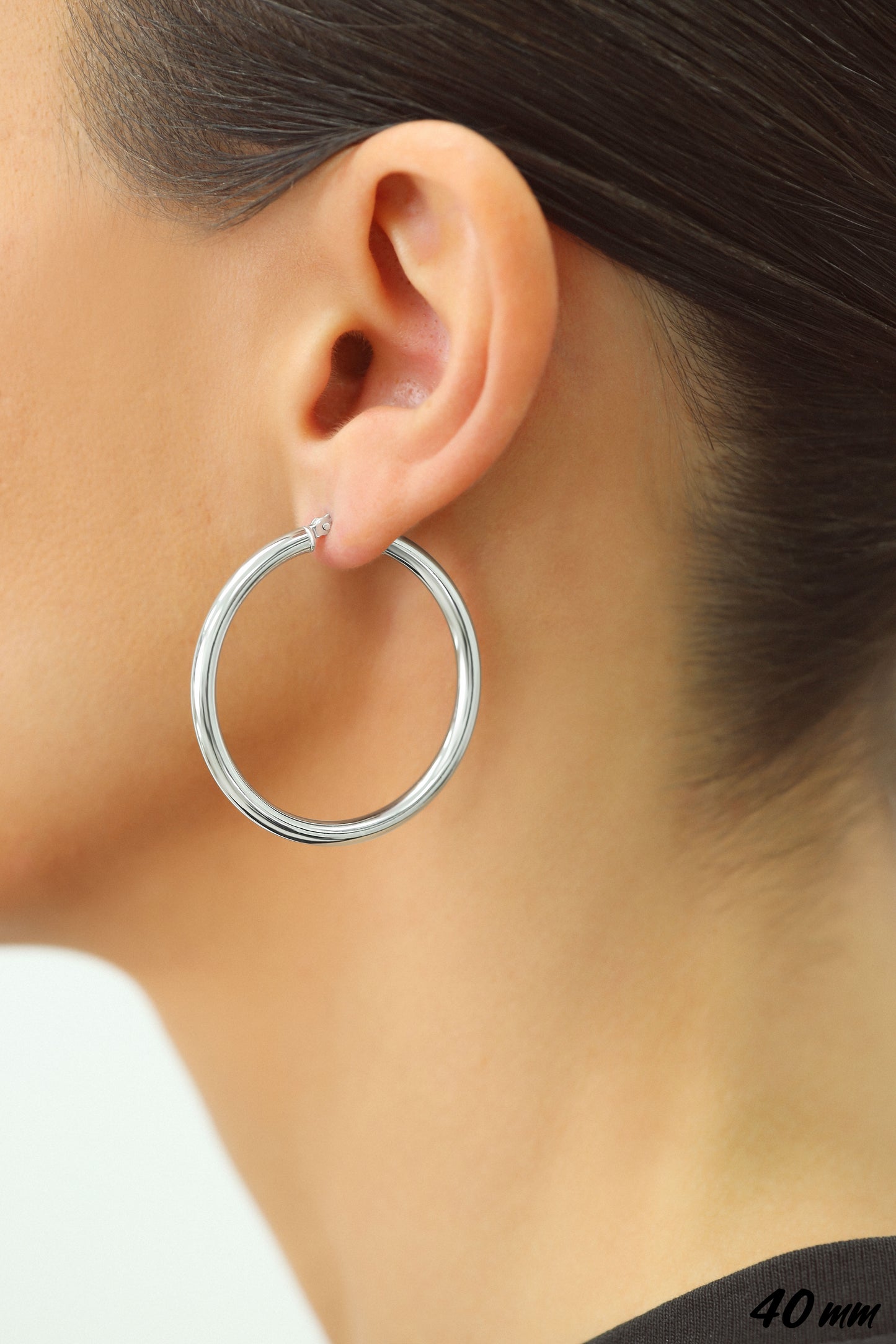 40mm Sterling Silver Hoop Earrings