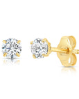 10K Yellow Gold Classic Solitaire Stud Earrings with Pushbacks