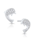CZ Dolphin Stud Earrings in Sterling Silver