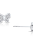 CZ Butterfly Stud Earrings in Sterling Silver