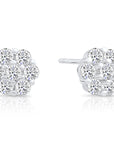 CZ Flower Stud Earrings, 3719 in Sterling Silver