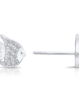 CZ Angel Fish Stud Earrings in Sterling Silver