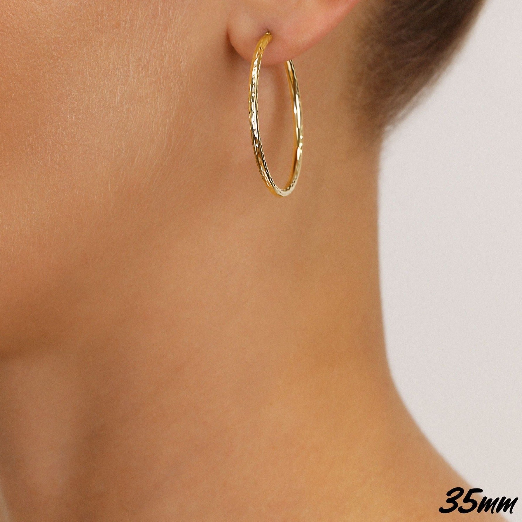 14k solid gold hot diamond cut small hoop earrings