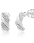 CZ Twisted Rope Stud Earrings in 925 in Sterling Silver