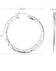Round Hoop Earrings with Diamond cut in 925 , 2mm thick in Sterling Silver
