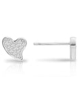 CZ Curved Heart Stud Earrings, 1016 in Sterling Silver