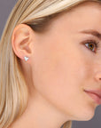 CZ Curved Heart Stud Earrings, 1016 in Sterling Silver