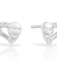 CZ Small Heart Stud Earrings, 1028 in Sterling Silver