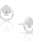 CZ Ace of Spade Stud Earrings, Poker Inspired in Sterling Silver