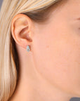 CZ Double Teardrop Stud Earrings in Sterling Silver