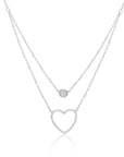 CZ Double Heart Cz Necklace in Sterling Silver