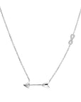 CZ Infinity and Arrow Necklace with Cubic Zirconia Stones in Sterling Silver