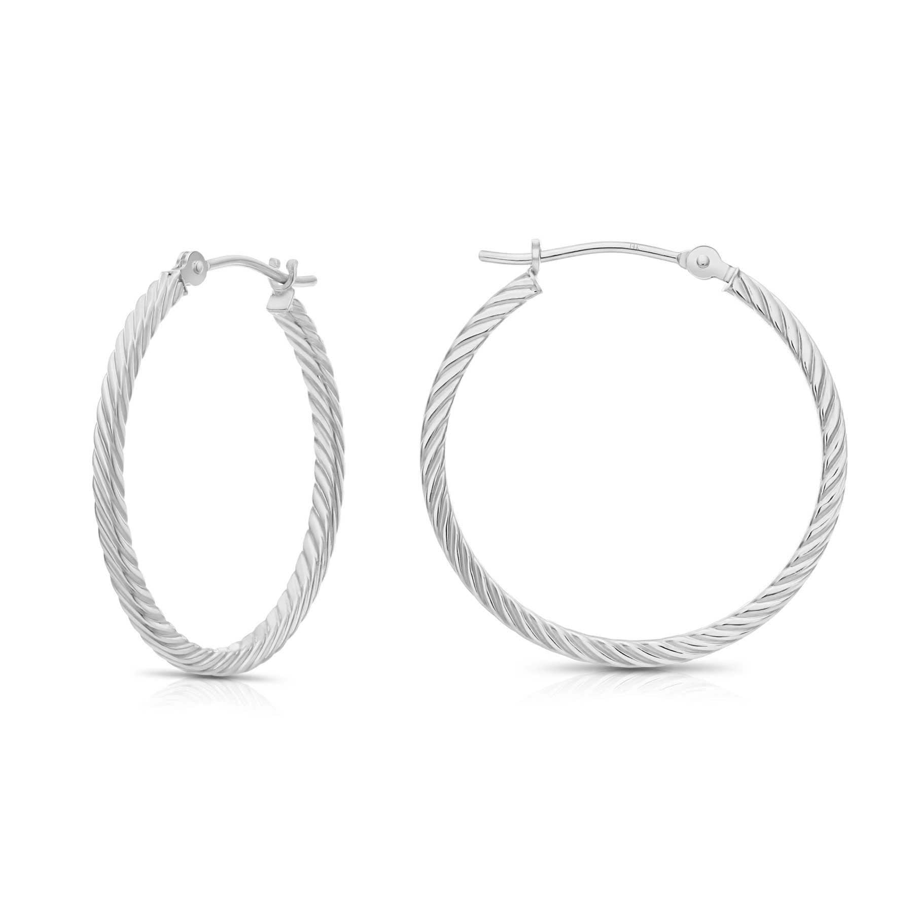 Quality Gold Sterling Silver Diamond Cut & Textured Hoop Earrings