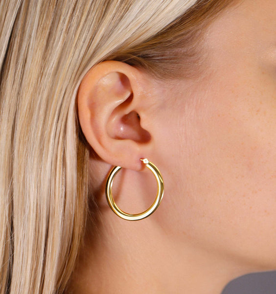 14kt Yellow Gold High Polish, Pentagonal Hoop Earrings | Costco