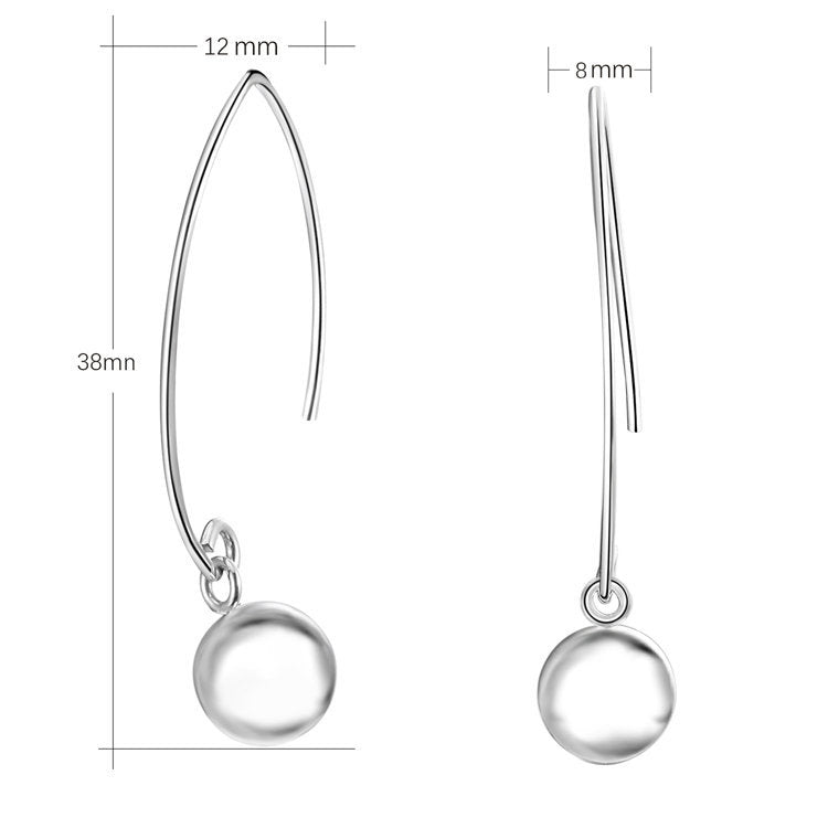 DTPSilver - 925 Sterling Silver Dangle Hook Ball Earrings 16 x 34 mm :  Amazon.co.uk: Fashion