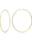 14K Yellow Gold Endless 3.5 Inch Endless Hoop Earrings