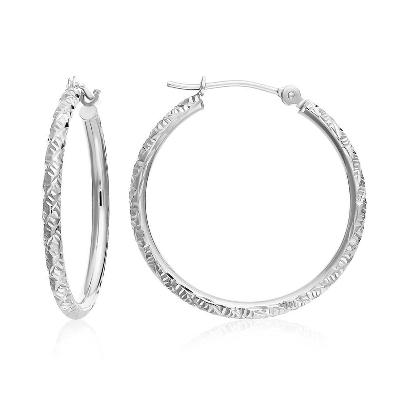 Yellow Gold Hand Engraved Hoops, 1 inch (Yellow/White/Rose) – Tilo Jewelry®