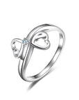 CZ Double Open Heart Ring in Sterling Silver