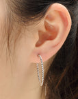 Thin Round Twist Hoops in Sterling Silver