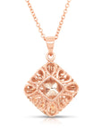 Diamond Charm Necklace, Rose Gold Plated in Sterling Silver