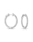 14k White Gold Diamond Hoop Earrings, 0.65 carats