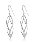 Spiral French-Hook Dangle Earrings in Sterling Silver