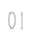 14k White Gold Diamond Hoop Earrings, 1.40 carats