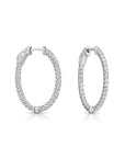 14k White Gold Diamond Hoop Earrings, 1.40 carats