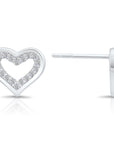 CZ Open Heart Stud Earrings in Sterling Silver