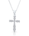 Cross Charm Necklace with CZ in Sterling Silver