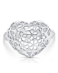 Filigree Floral Heart Ring in Sterling Silver