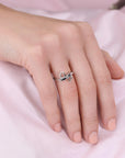 CZ Double Open Heart Ring in Sterling Silver