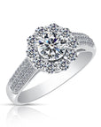 CZ Classic Flower Halo Engagement Ring in