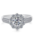 CZ Classic Flower Halo Engagement Ring in