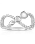 CZ Infinity Triple Heart Ring in Sterling Silver