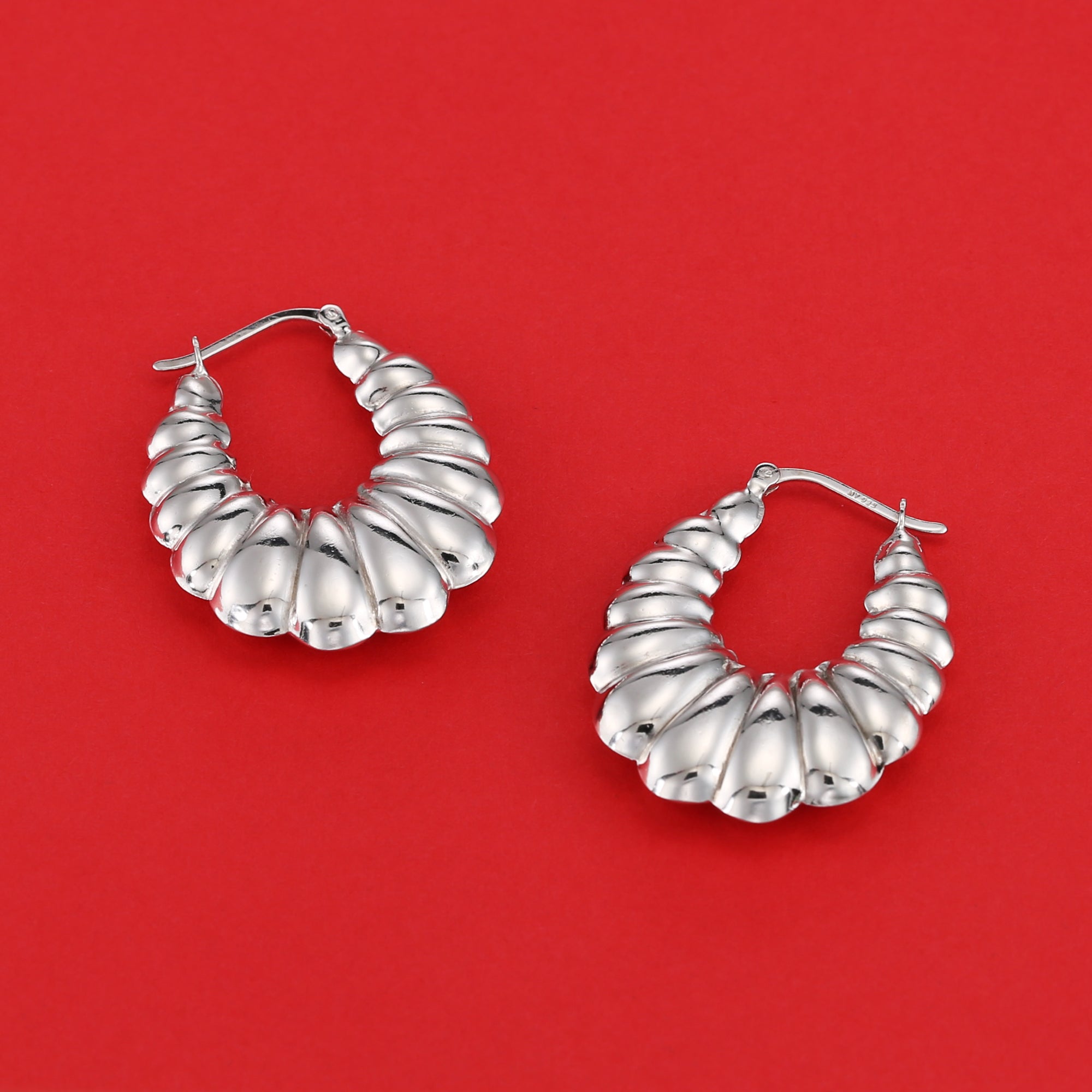 925 sterling outlets silver textured hoops 35mm