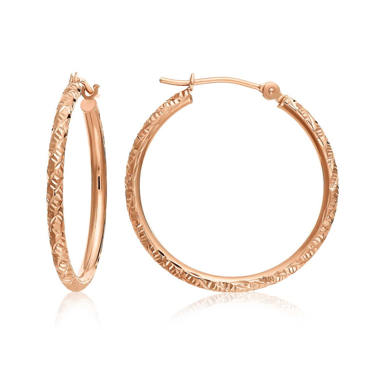 Yellow Gold Hand Engraved Hoops, 1 inch (Yellow/White/Rose) – Tilo Jewelry®