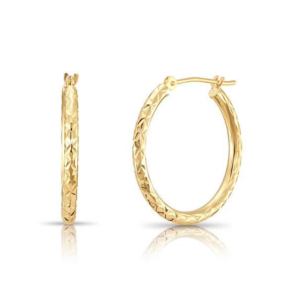 14k retailer gold diamond cut thick hoop earrings