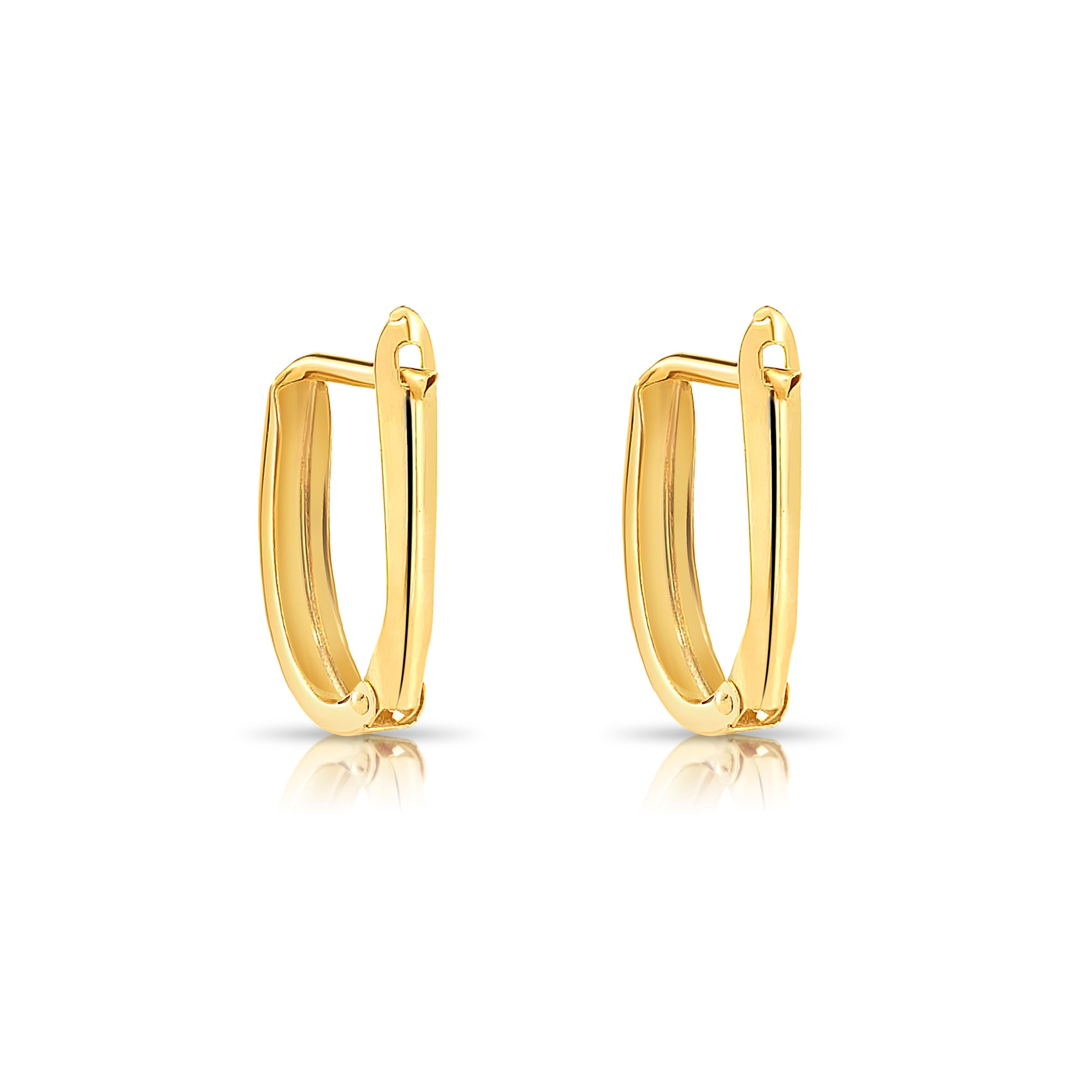 14KT Yellow Gold Squared Oval Huggie Hoop Earrings – LSJ