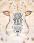 CZ Cheetah Charm Necklace, Panther in Sterling Silver