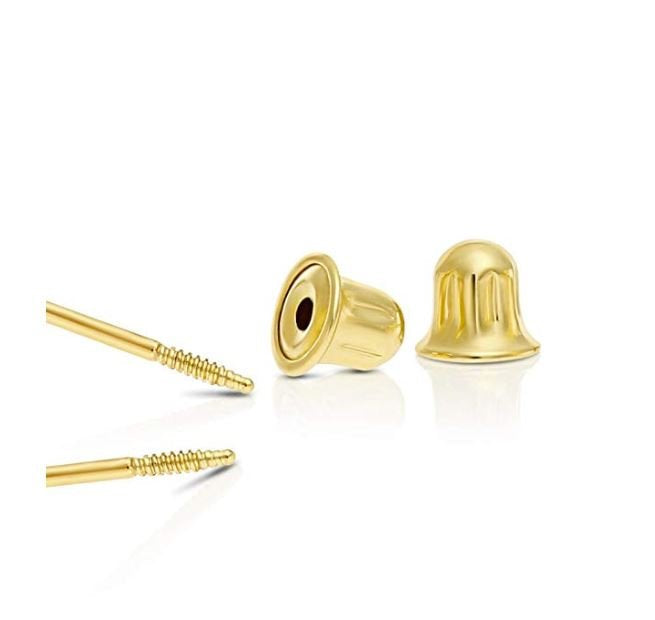 Tousi Screw Back Earrings Replacement Screw Backs for Diamond Stud Earrings  Screw Back Earrings for Adults 6mm Solid 14k or 18k Yellow Gold 