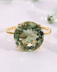 14k Yellow Gold 5 Carat Green Amethyst Gemstone Ring, "Ms. Luscious"