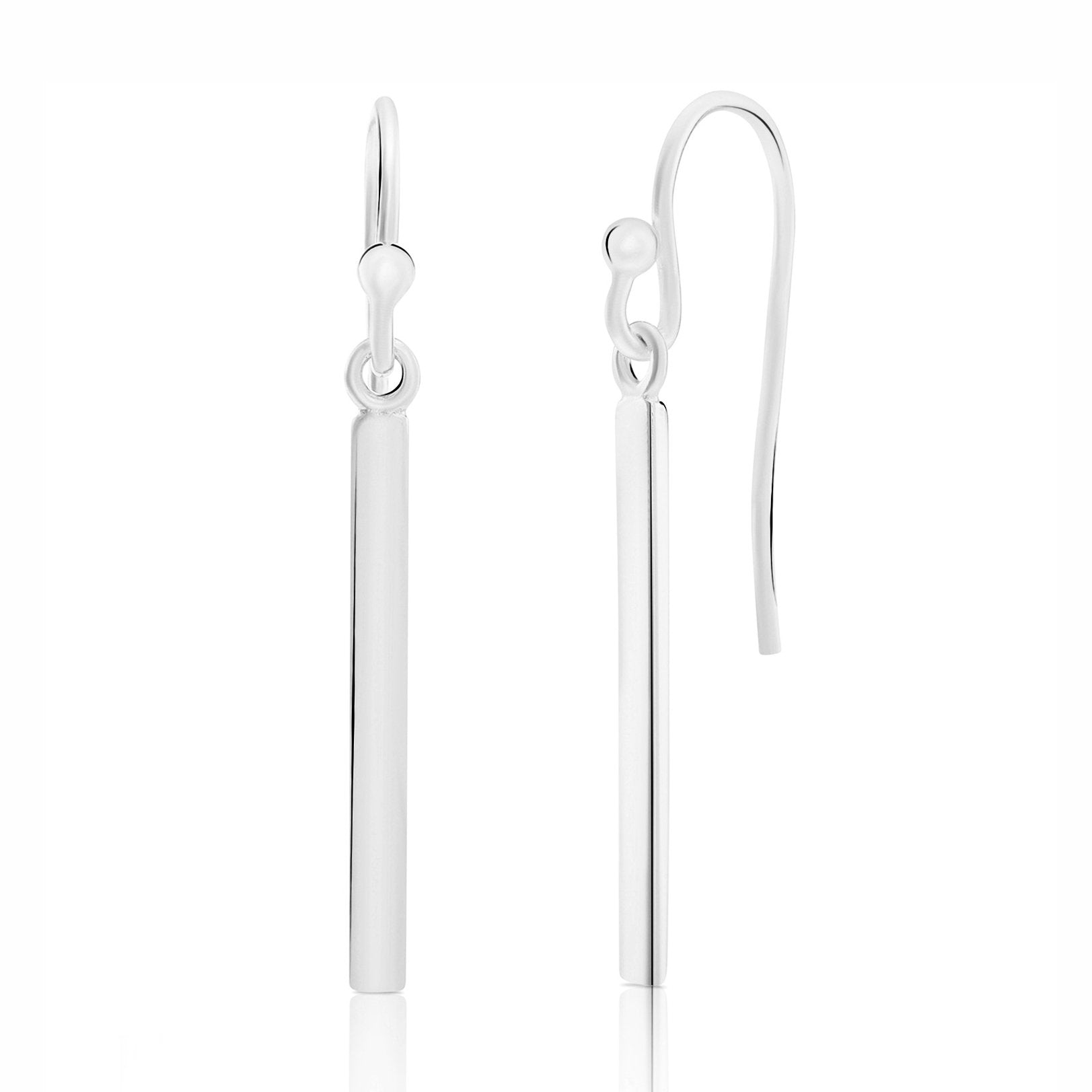 Hammered Silver Square Bar Drop Earrings – Louise Mary Designs