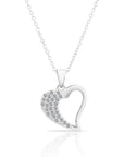 CZ Open Heart Charm Necklace in Sterling Silver