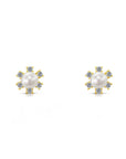 10k Yellow Gold Tiny Flower and Pearl Stud Earrings