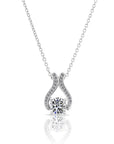CZ Wishbone Solitaire Charm Necklace in Sterling Silver