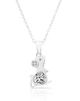 CZ Cute Mouse Charm Necklace in Sterling Silver