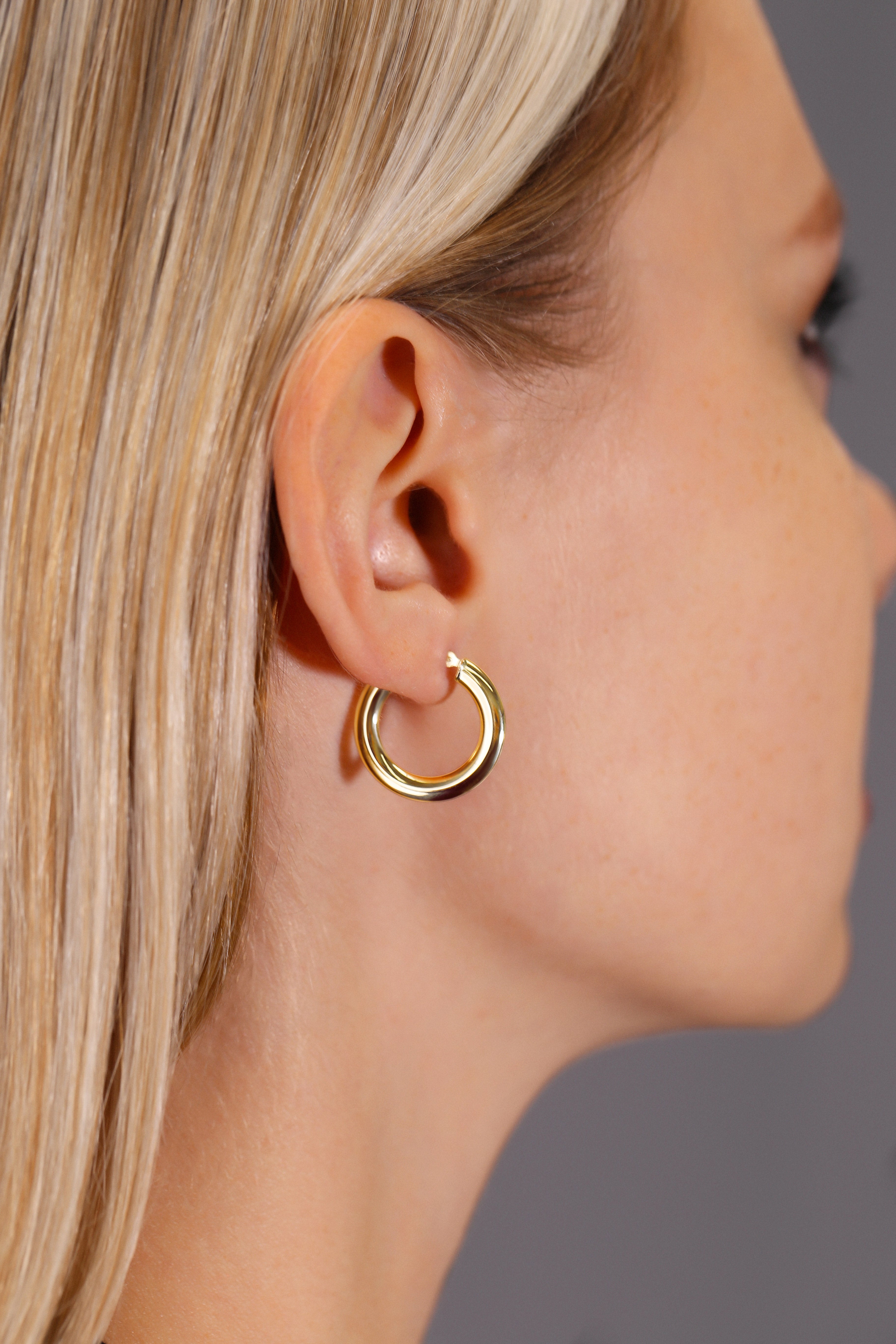 14k Gold Plated Brass Flower Plain Huggy Baby Girls Hoop Earrings –  Children Earrings by Lovearing